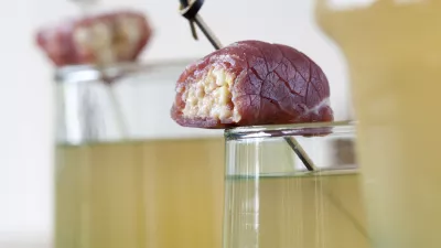 Koude tomatenthee met filet d'Anvers-garnaal cannelloni's