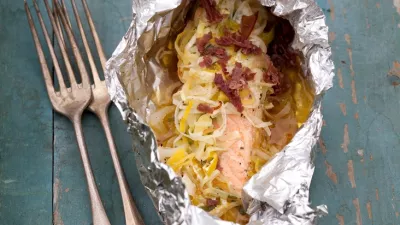 Zalmpapillot met Spéciale belge Ale en gerookt paardenvlees