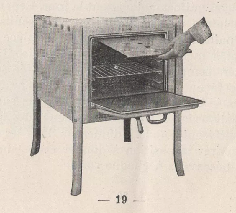 Gasoven uit "La Cuisine sur le Gaz" van Gaston Clément (1934): verwijderen van bovenplaat. Streekproduct.be