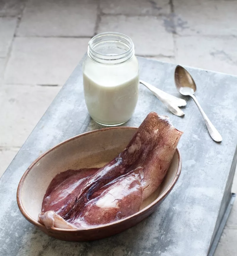 Inktvis met bulgur en, verrassend genoeg, karnemelk Streekproduct.be